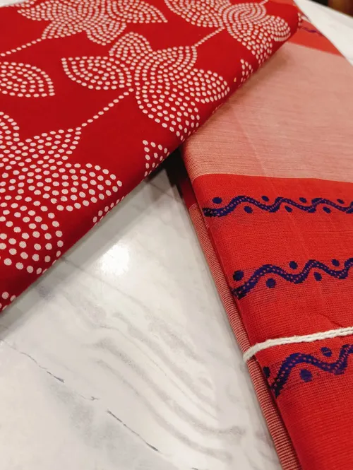 Chettinadu Cotton A02107 (Red Blue)